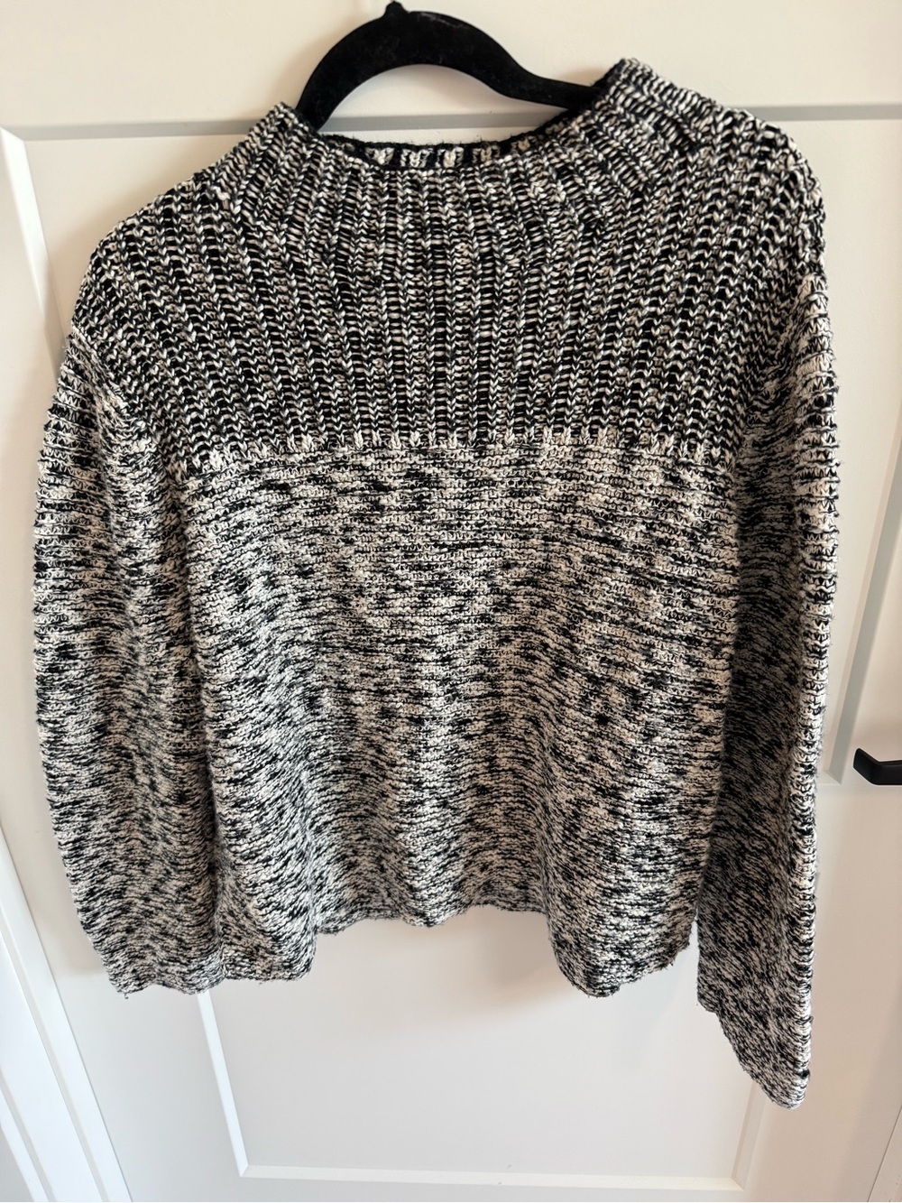 Eileen Fisher Organic Cotton Marled Knit Sweater Women’s M Black White Boxy